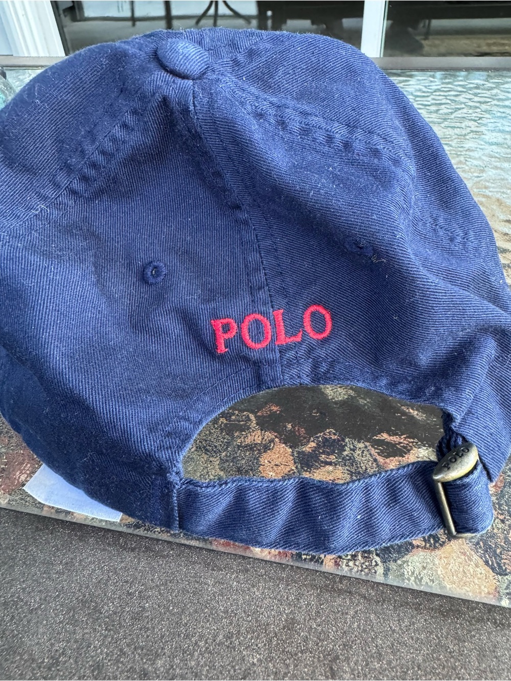Polo Ralph Lauren Hat Strap Back One Size Navy Blue Red Embroidered Pony Logo - Picture 5 of 8